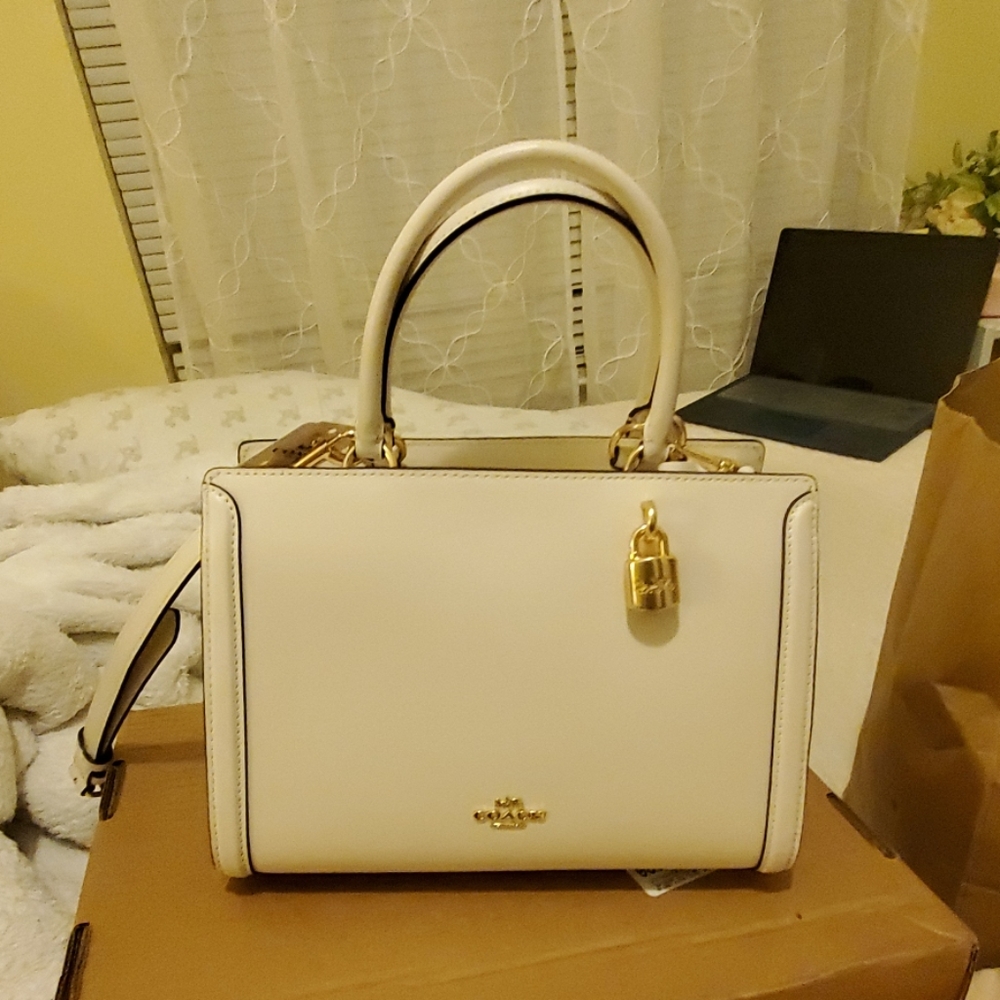Coach Small Zoe Carryall White Bag
